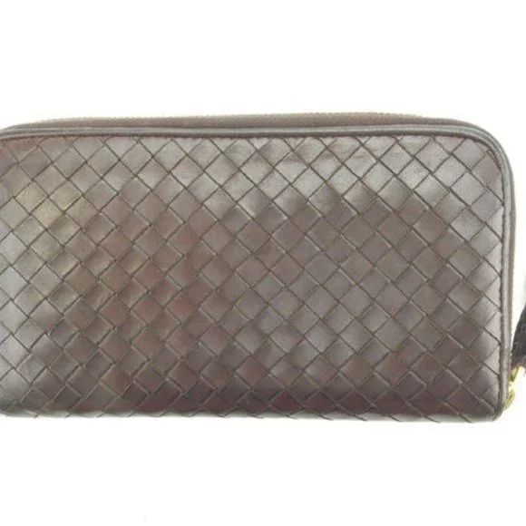 Bottega Veneta Wallet Purse Intrecciato Brown Gold Woman Authentic Used Y4043 - Picture 2 of 6